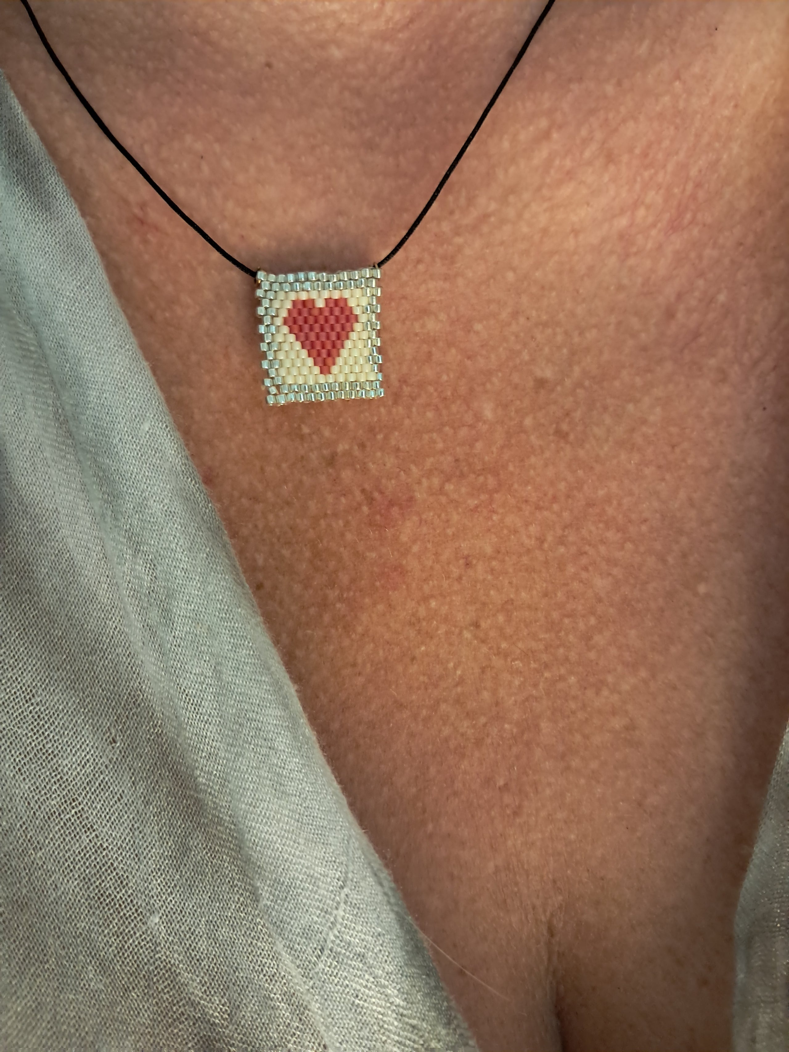 Miyuki heart necklace