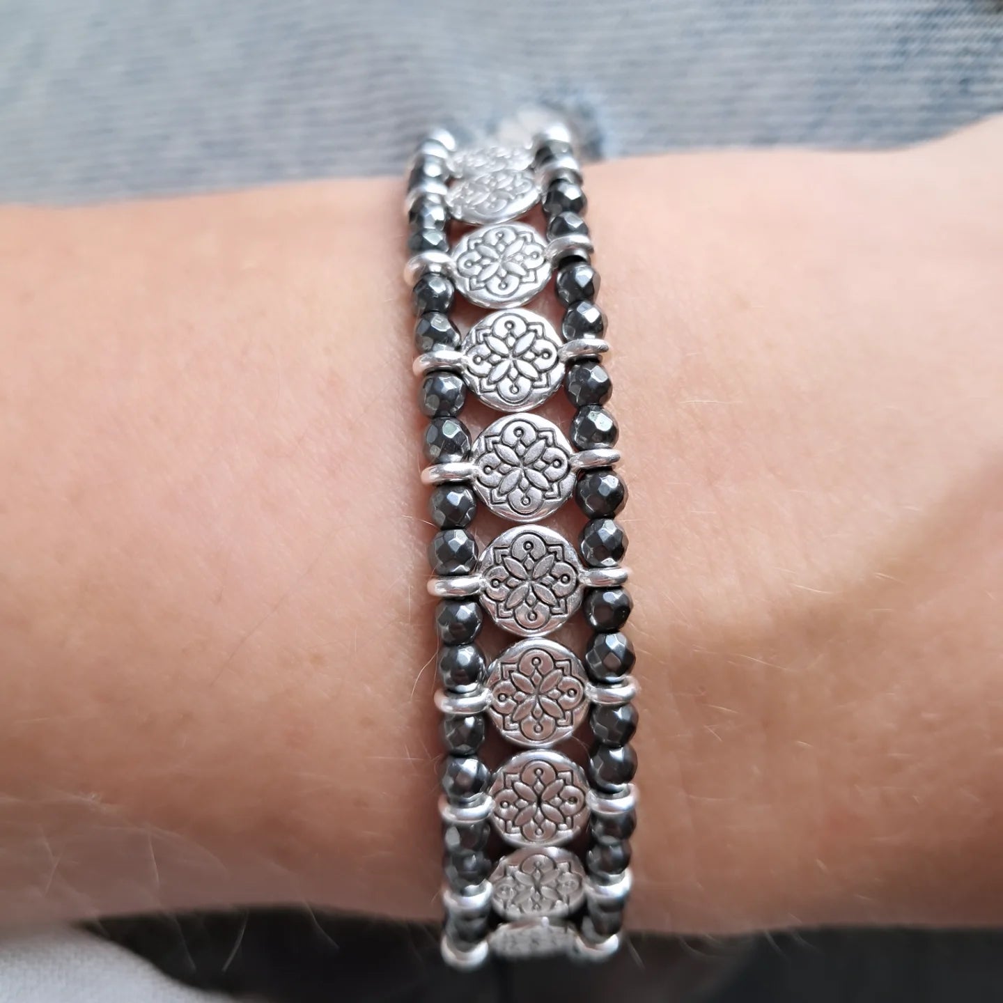 Silver Plated Hematite Bracelet