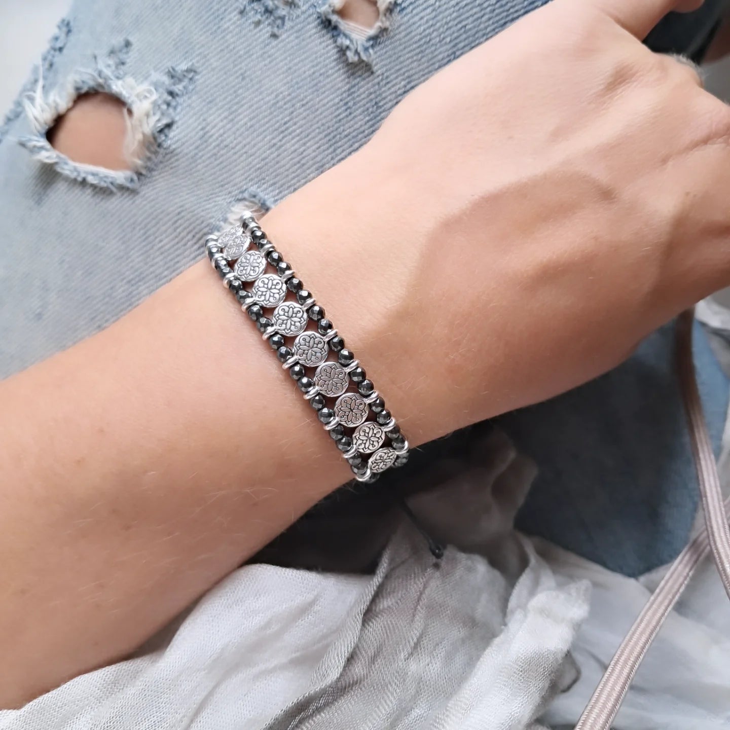 Silver Plated Hematite Bracelet